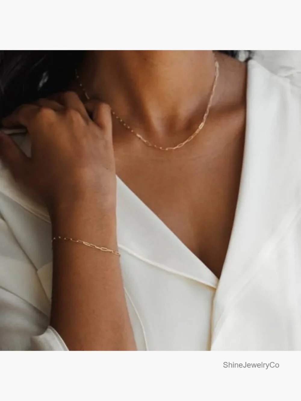 14K Gold Paperclip Link Bracelet 6-7 Inches Dainty Layering